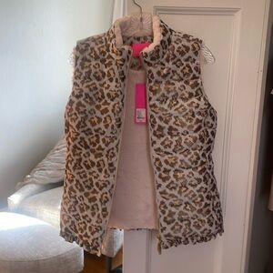 Lilly Pulitzer leopard, gold metallic, Gabriana vest
